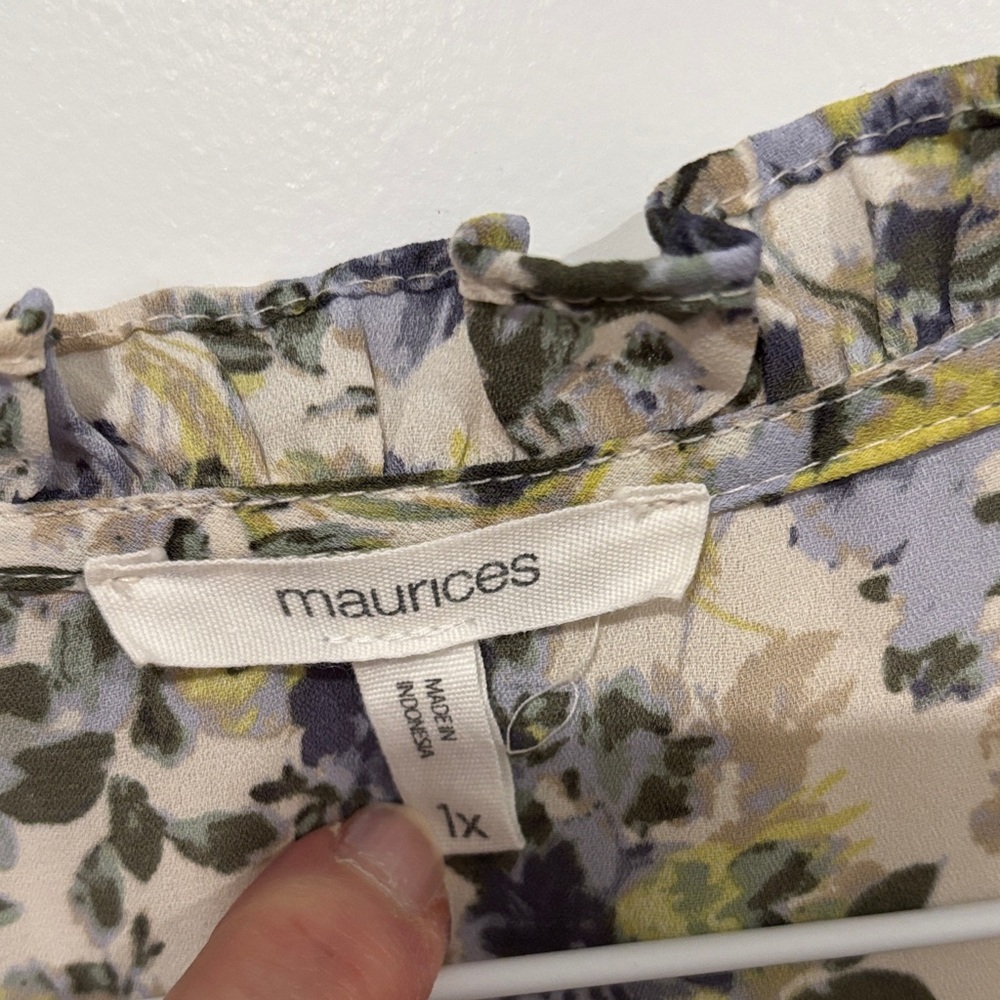 Maurices Floral Blouse in Cream, Blue, and Yellow - Picture 8 of 8